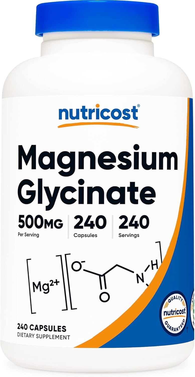 Nutricost Magnesium Glycinate Capsules (500 mg), 240 Capsules