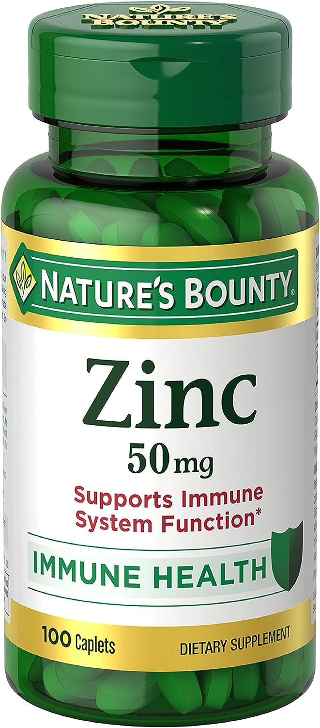 Nature's Bounty Zinc, Immune Support, 50 mg, Caplets, 100 Ct