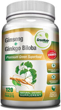Panax Ginseng + Ginkgo Biloba Tablets - Premium - Traditional Energy Booster and Brain Sharpener