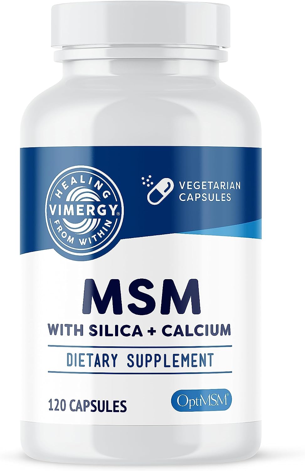 Vimergy MSM with Silica + Calcium Capsules, 120 Servings – Supports Bone Health – Promotes Hair & Nail Health