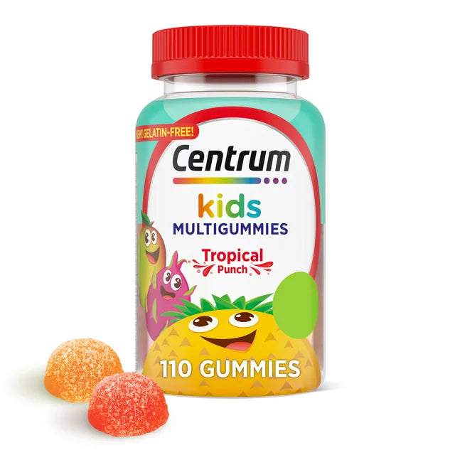 Centrum Multigummies Kids Multivitamin Supplement Gummies, Tropical Punch, 110 Count