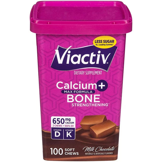 Viactiv Calcium + Vitamin D Supplement Soft Chews, Milk Chocolate, 100 Ct